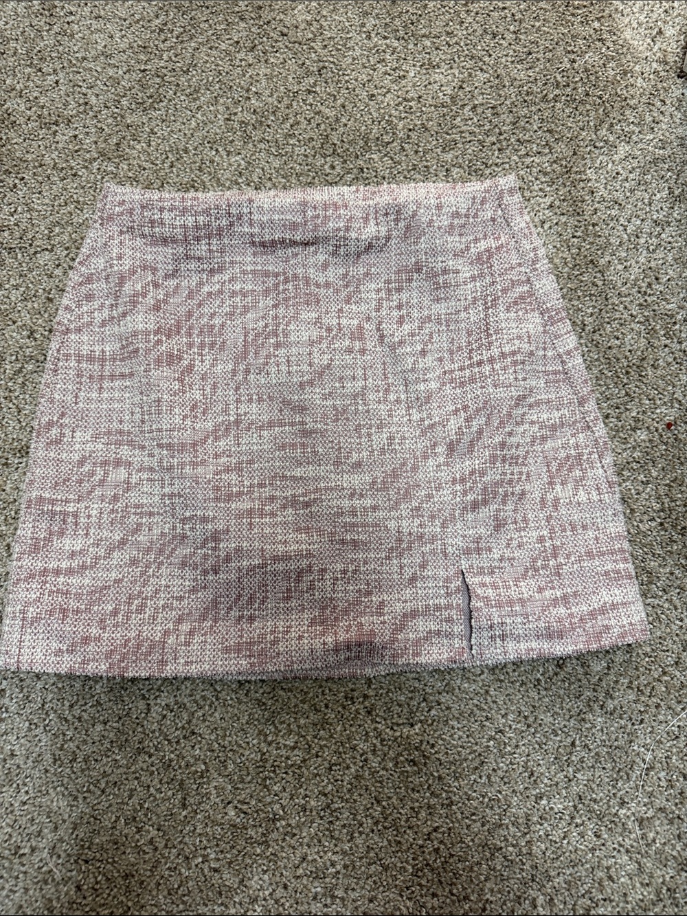 T.J.Maxx Pink and Cream Tweed Mini Skirt with Side Slit
